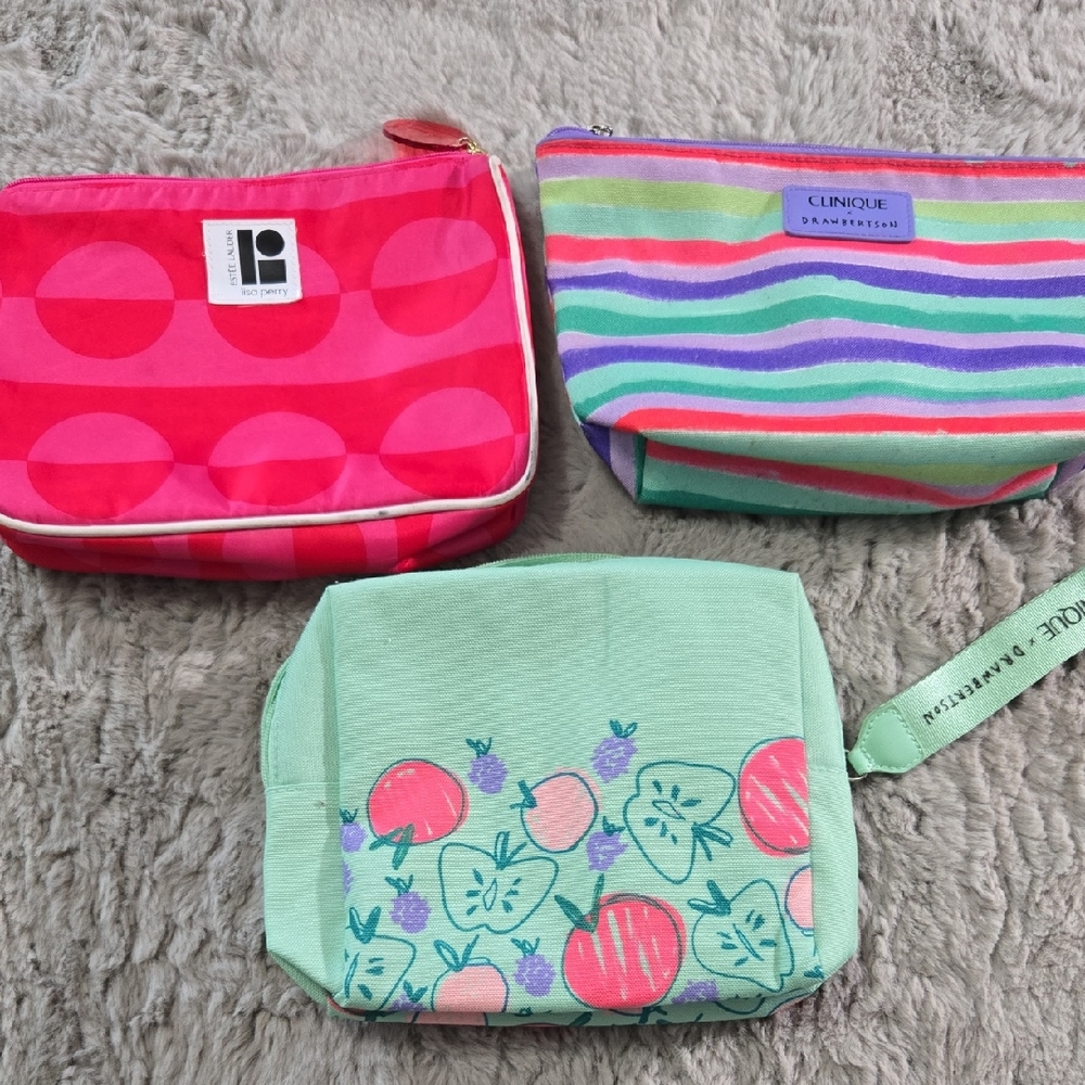 Clinique colorful cosmetic zip pouches